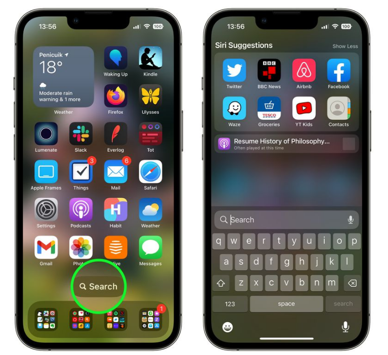 新乐苹果手机维修分享升级到 iOS 16 后，如何删除主屏幕上的搜索按钮 